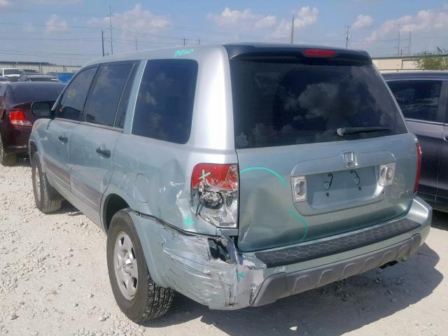 2HKYF18103H504138 - 2003 HONDA PILOT LX BLUE photo 3