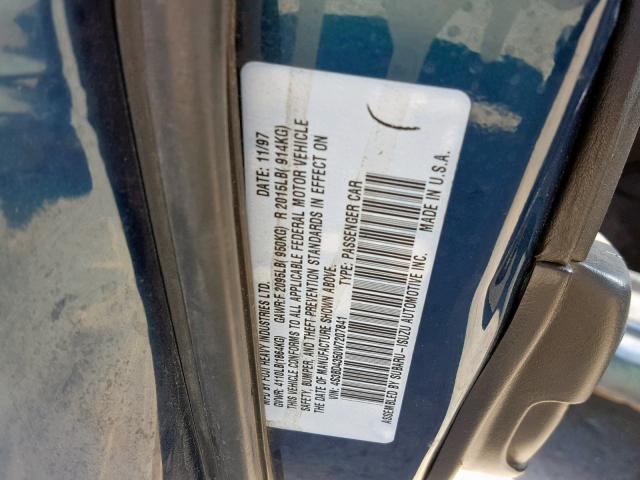 4S3BD4350W7207841 - 1998 SUBARU LEGACY L GREEN photo 10