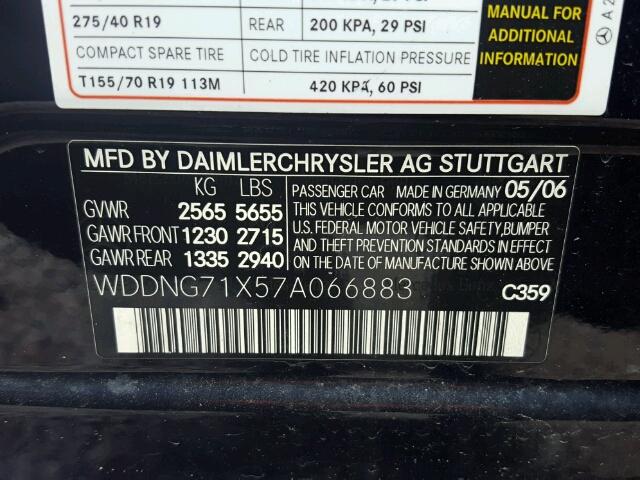 WDDNG71X57A066883 - 2007 MERCEDES-BENZ S 550 BLUE photo 10