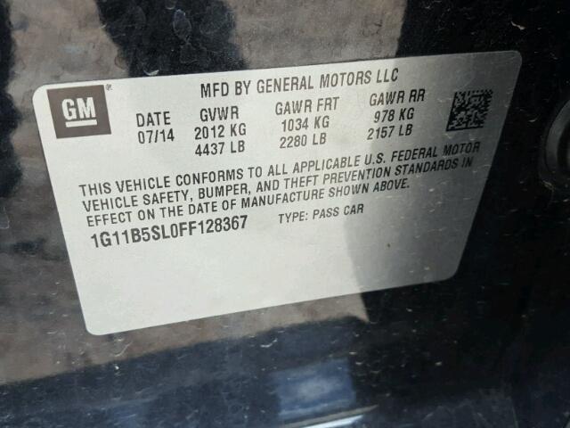 1G11B5SL0FF128367 - 2015 CHEVROLET MALIBU LS BLACK photo 10