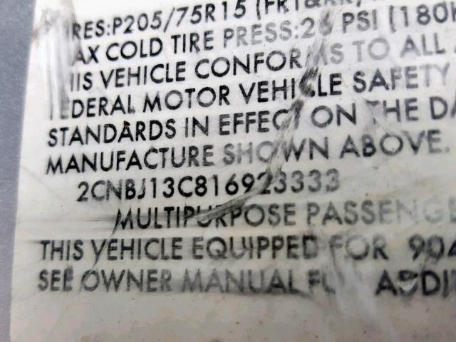 2CNBJ13C816923333 - 2001 CHEVROLET TRACKER SILVER photo 10