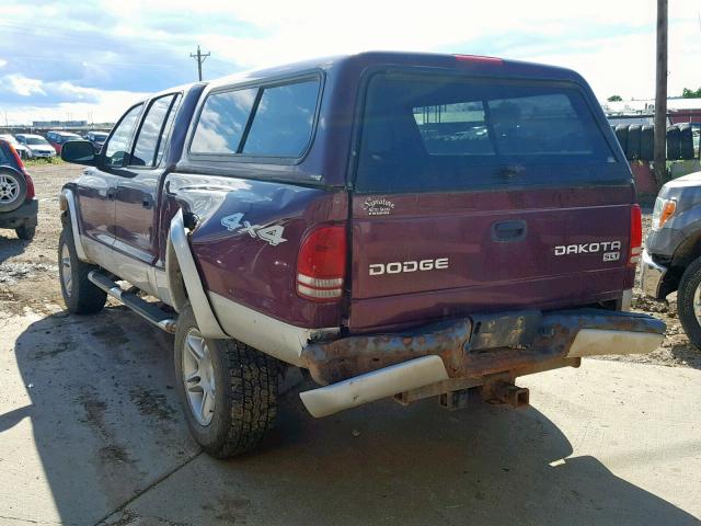 1D7HG48NX3S368349 - 2003 DODGE DAKOTA QUA MAROON photo 3