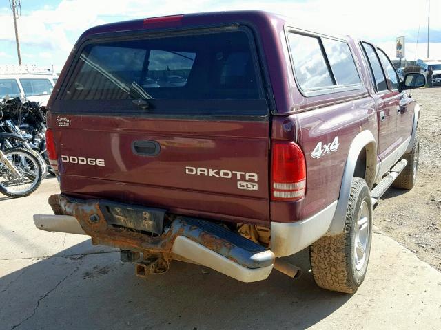 1D7HG48NX3S368349 - 2003 DODGE DAKOTA QUA MAROON photo 4