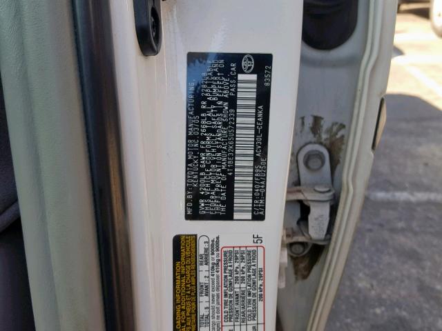 4T1BE32K65U572339 - 2005 TOYOTA CAMRY LE WHITE photo 10