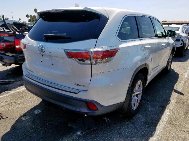 5TDBKRFH6ES009438 - 2014 TOYOTA HIGHLANDER WHITE photo 4