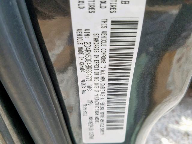 2D4RN5DG4BR684771 - 2011 DODGE GRAND CARA GRAY photo 10