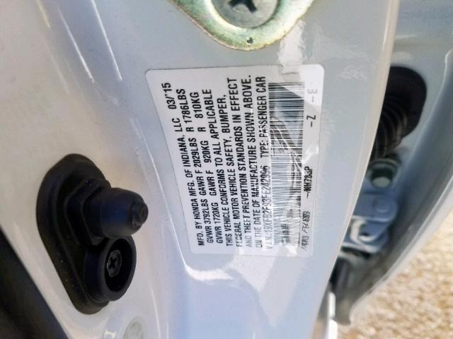 19XFB2F93FE242996 - 2015 HONDA CIVIC EXL 白色 照片 10