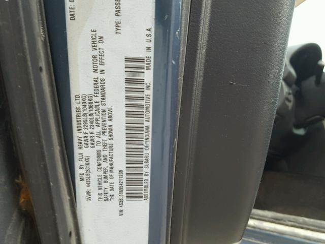 4S3BL686954211239 - 2005 SUBARU LEGACY GT BLUE photo 10