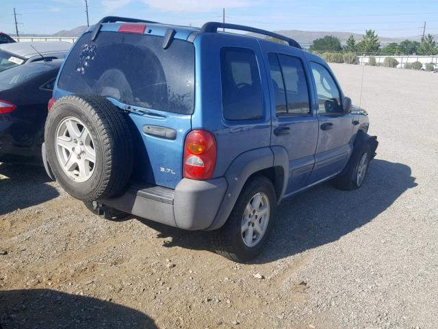 1J8GL48K74W250284 - 2004 JEEP LIBERTY SP BLUE photo 4