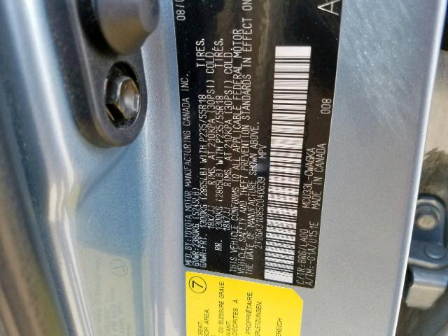 2T2GA31U85C040639 - 2005 LEXUS RX 330 BLUE photo 10