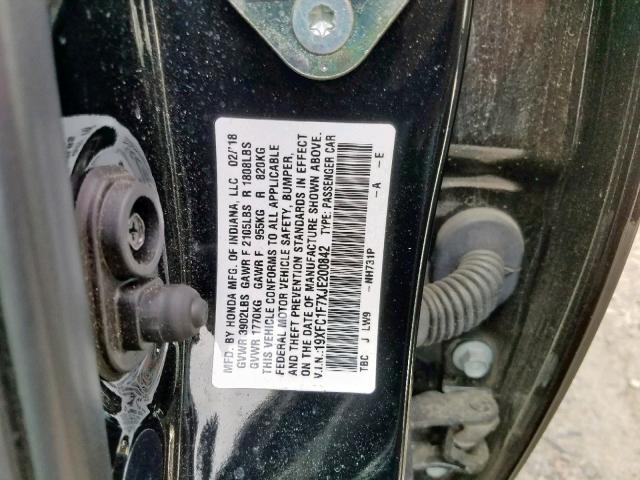 19XFC1F7XJE200842 - 2018 HONDA CIVIC EXL 黑色 照片 10