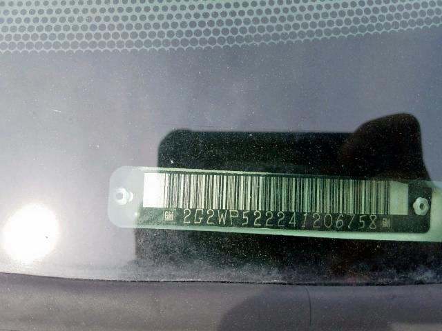 2G2WP522241206758 - 2004 PONTIAC GRAND PRIX WHITE photo 10