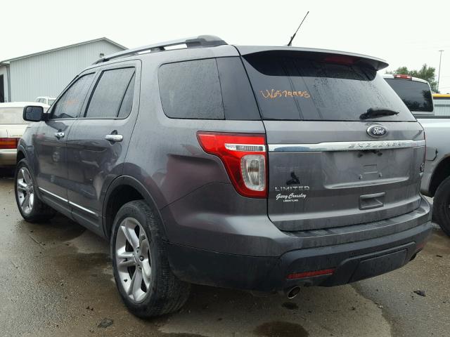 1FM5K8F83DGB62645 - 2013 FORD EXPLORER L CHARCOAL photo 3