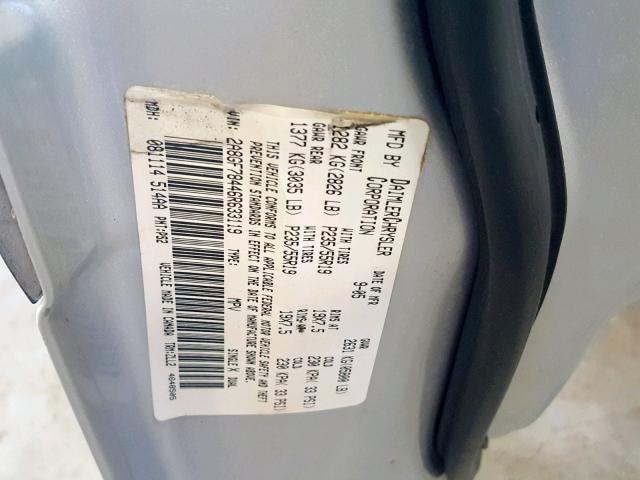 2A8GF78446R633119 - 2006 CHRYSLER PACIFICA L SILVER photo 10