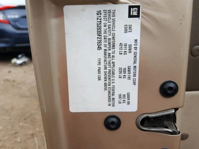 1G1ZT52835F276345 - 2005 CHEVROLET MALIBU LS TAN photo 10