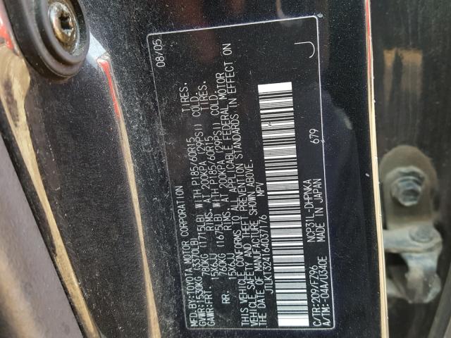 JTLKT324164037176 - 2006 TOYOTA SCION XB Қара фото 10