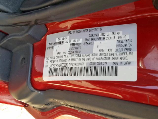 JM1FE1CP1A0403920 - 2010 MAZDA RX8 RED photo 10