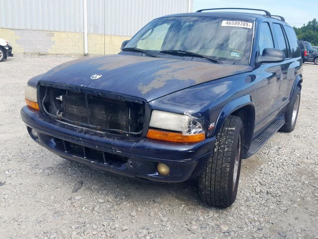 1B4HR28N01F581158 - 2001 DODGE DURANGO BLUE photo 2