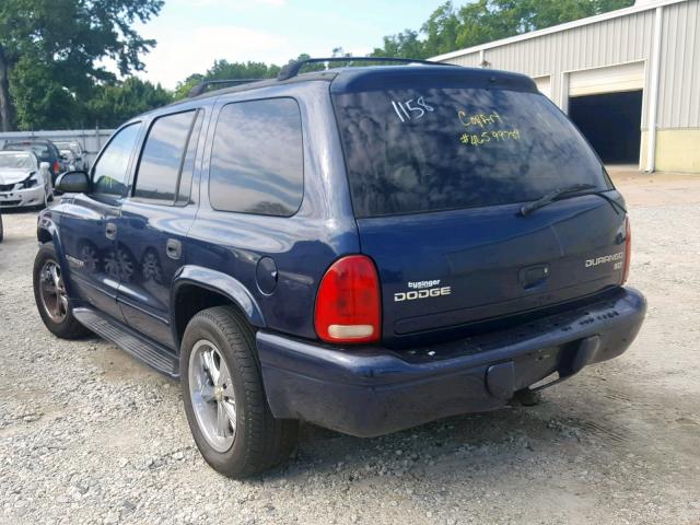 1B4HR28N01F581158 - 2001 DODGE DURANGO BLUE photo 3