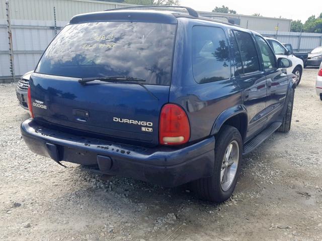 1B4HR28N01F581158 - 2001 DODGE DURANGO BLUE photo 4