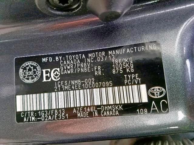 2T1ME4EE1DC007095 - 2013 TOYOTA MATRIX XRS GRAY photo 9