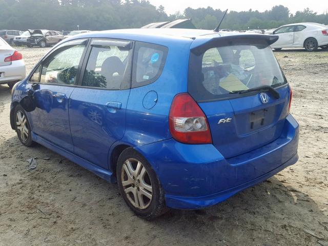 JHMGD38648S000594 - 2008 HONDA FIT SPORT BLUE photo 3