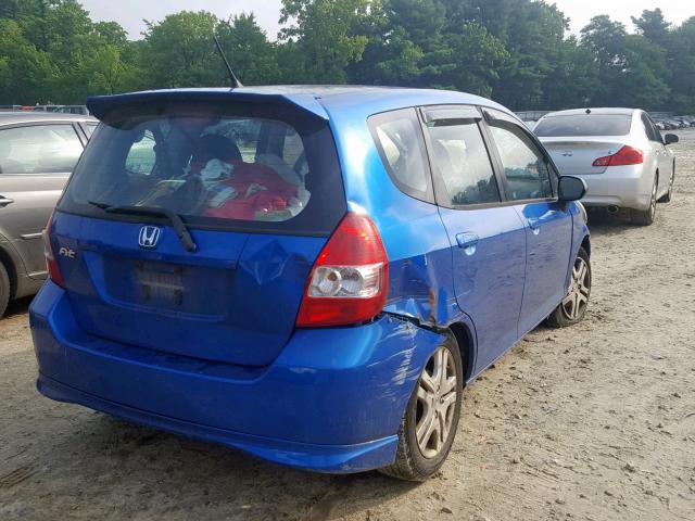 JHMGD38648S000594 - 2008 HONDA FIT SPORT BLUE photo 4