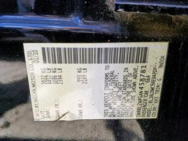 1N4BL2AP5AN458781 - 2010 NISSAN ALTIMA SR BLACK photo 10