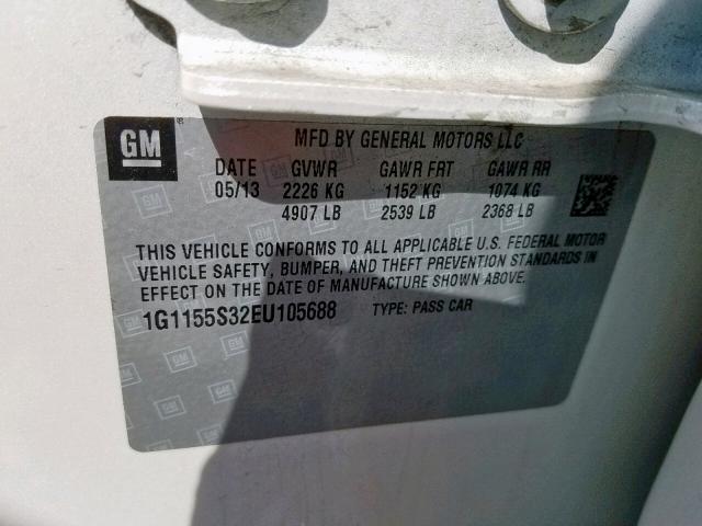 1G1155S32EU105688 - 2014 CHEVROLET IMPALA LTZ GOLD photo 10