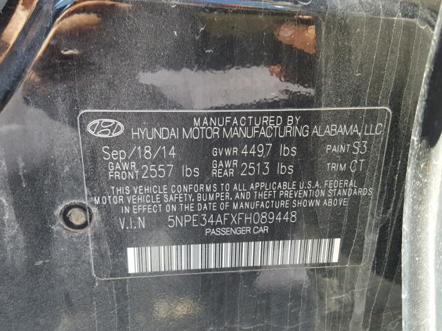 5NPE34AFXFH089448 - 2015 HYUNDAI SONATA SPO BLACK photo 10