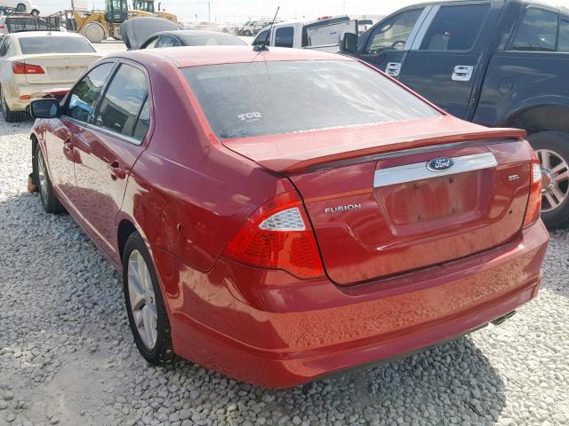 3FAHP0JA1CR436159 - 2012 FORD FUSION SEL RED photo 3