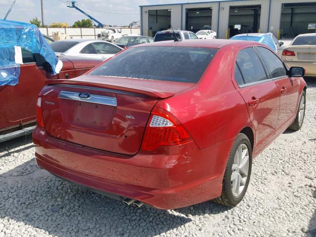 3FAHP0JA1CR436159 - 2012 FORD FUSION SEL RED photo 4