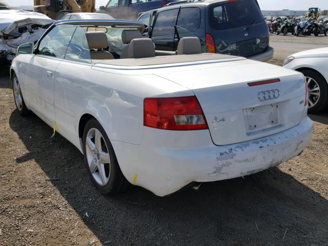 WAUAC48H75K005363 - 2005 AUDI A4 1.8 CAB WHITE photo 3