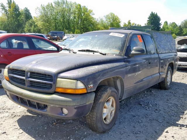 1B7GL22XXXS241073 - 1999 DODGE DAKOTA BLUE photo 2