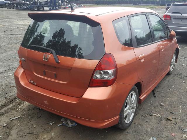 JHMGD38647S016678 - 2007 HONDA FIT S ORANGE photo 4