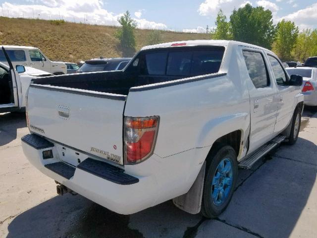 2HJYK16347H508994 - 2007 HONDA RIDGELINE WHITE photo 4