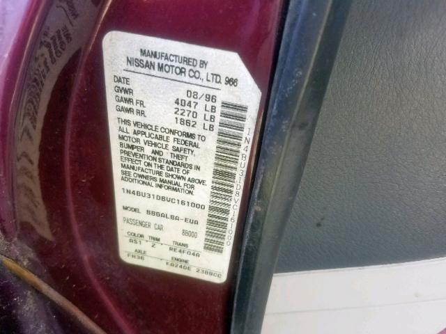 1N4BU31D8VC161000 - 1997 NISSAN ALTIMA XE RED photo 10