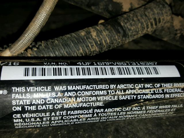 4UF16MPV0GT310307 - 2016 ARCTIC CAT WILDCAT X BLACK photo 10