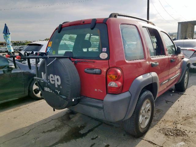 1J4GK48K24W328796 - 2004 JEEP LIBERTY SP RED photo 4