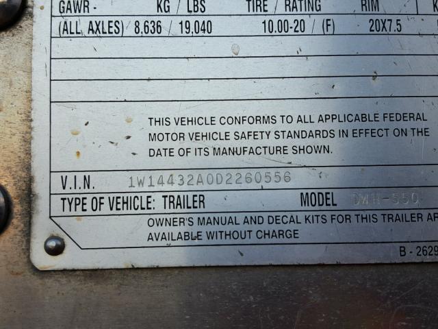 1W14432A0D2260556 - 2013 OTHR TRAILER SILVER photo 10