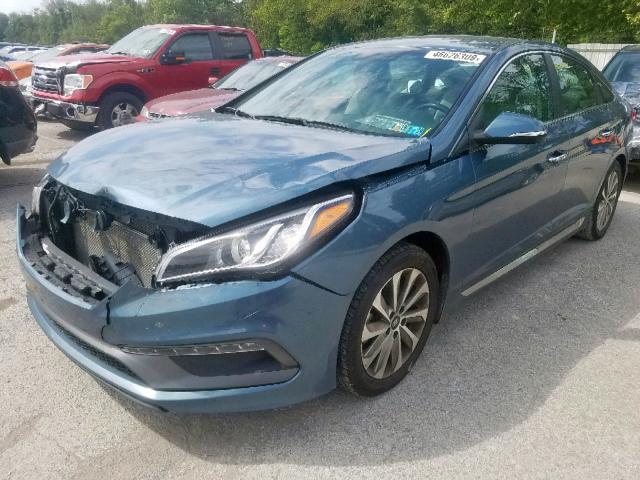 5NPE34AF9FH137912 - 2015 HYUNDAI SONATA SPO BLUE photo 2