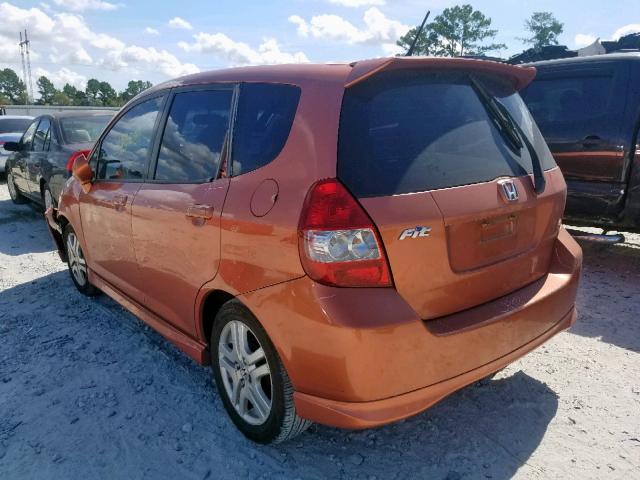 JHMGD38638S070300 - 2008 HONDA FIT SPORT ORANGE photo 3