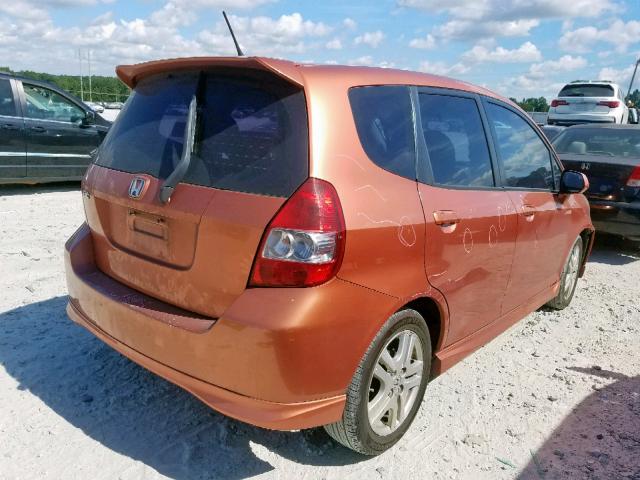 JHMGD38638S070300 - 2008 HONDA FIT SPORT ORANGE photo 4