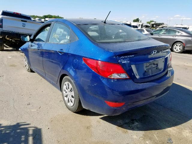 KMHCT4AE1GU089887 - 2016 HYUNDAI ACCENT SE BLUE photo 3