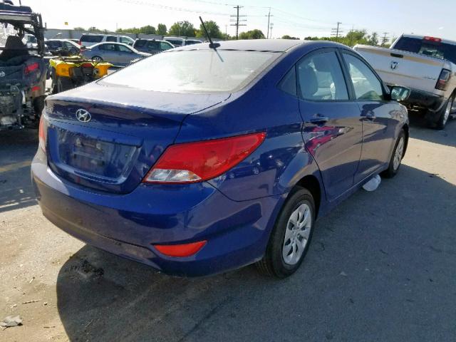 KMHCT4AE1GU089887 - 2016 HYUNDAI ACCENT SE BLUE photo 4