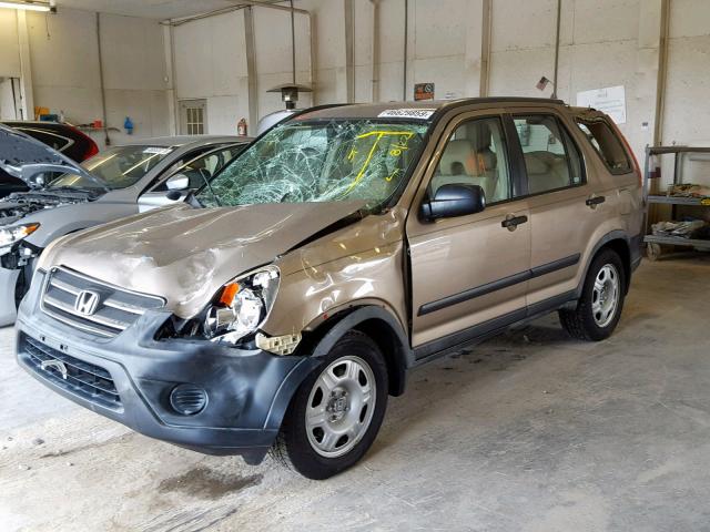 JHLRD68585C016454 - 2005 HONDA CR-V LX GOLD photo 2