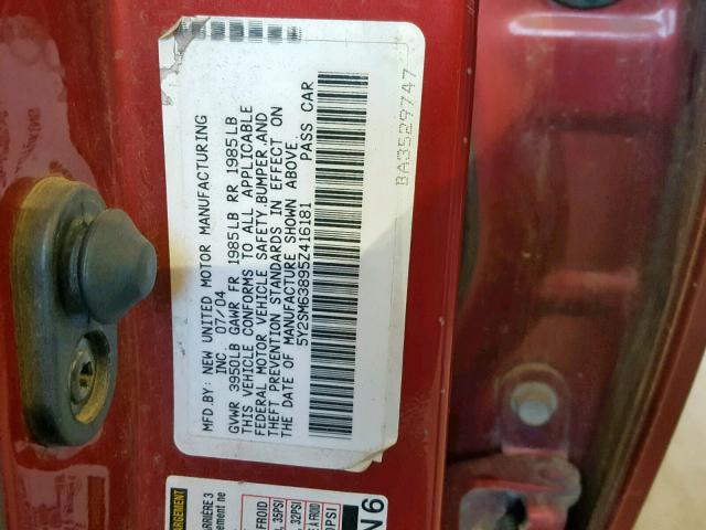 5Y2SM63895Z416181 - 2005 PONTIAC VIBE RED photo 10