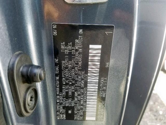 5TFLU5F10AX024015 - 2010 TOYOTA TUNDRA GRAY photo 10