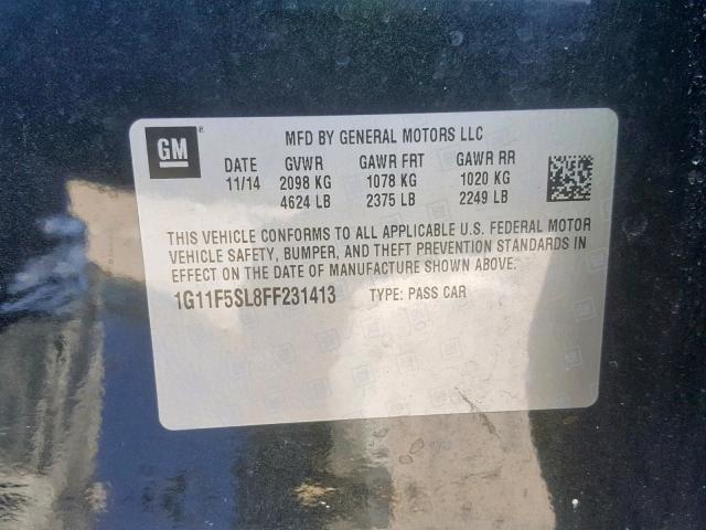 1G11F5SL8FF231413 - 2015 CHEVROLET MALIBU LTZ შავი ფოტო 10