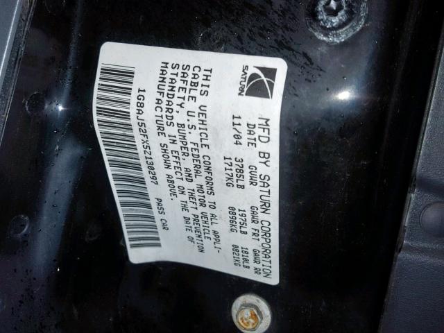 1G8AJ52FX5Z130297 - 2005 SATURN ION LEVEL SILVER photo 10